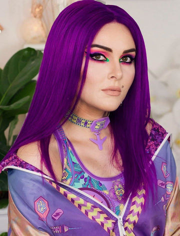 Paulina Remy Hair 16 Inches Lace Front Wig Bright Purple